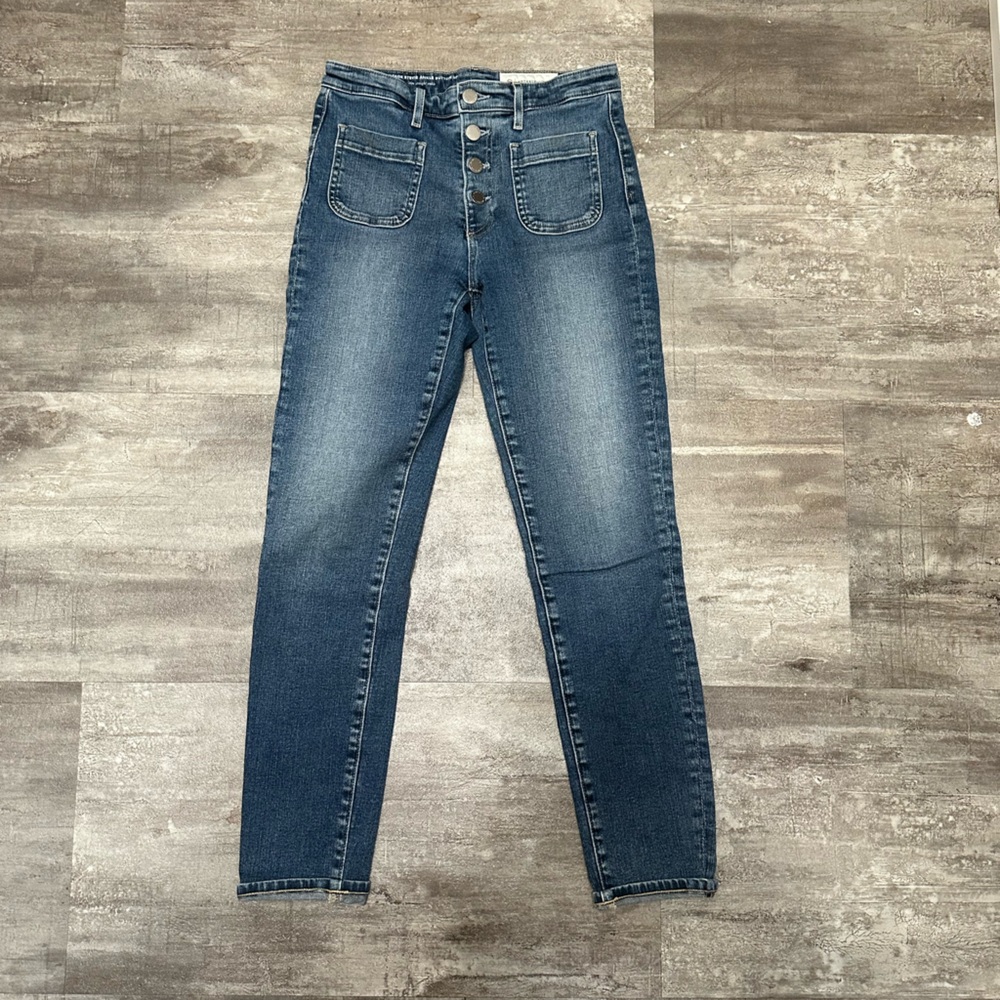 Anthropologie Indigo Button-Fly Skinny Jeans